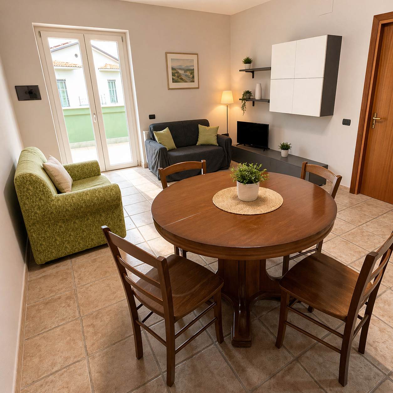 Ingresso e area living della struttura